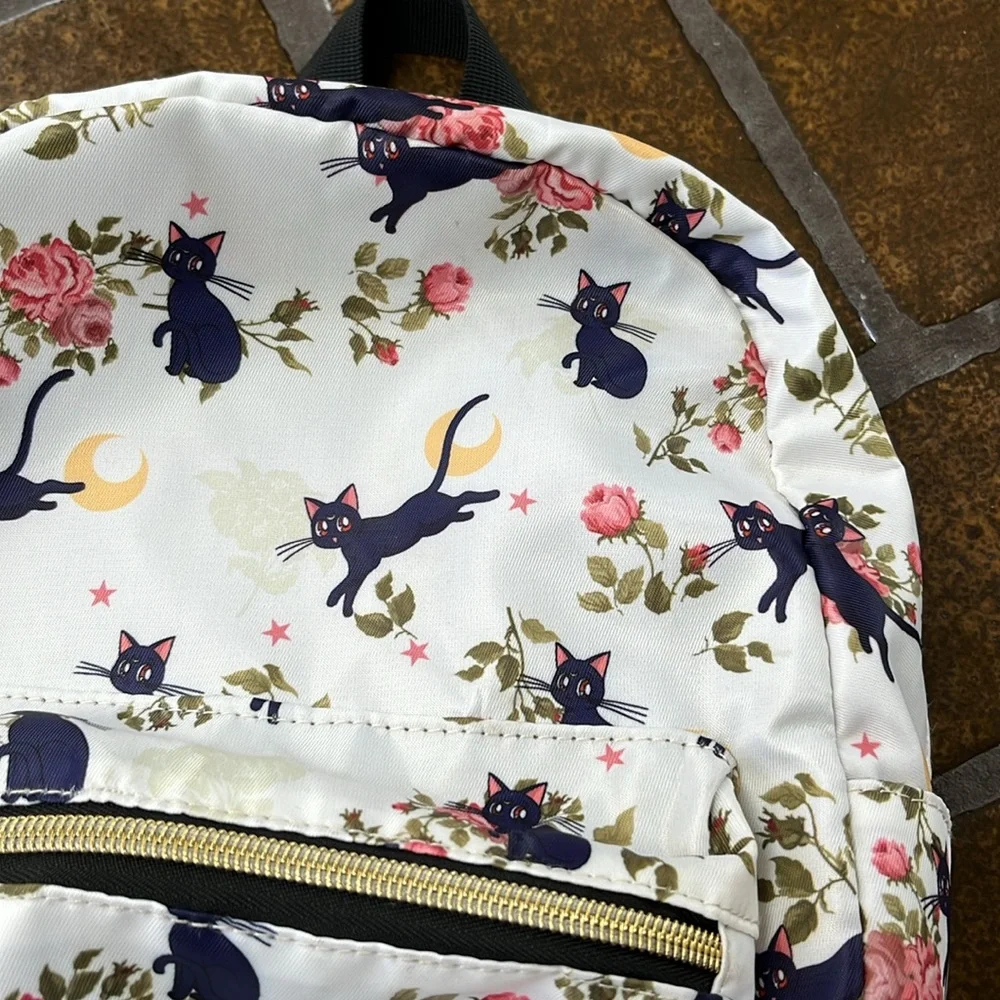 Sailor Moon White Multicolor Luna Floral Print Mini Backpack